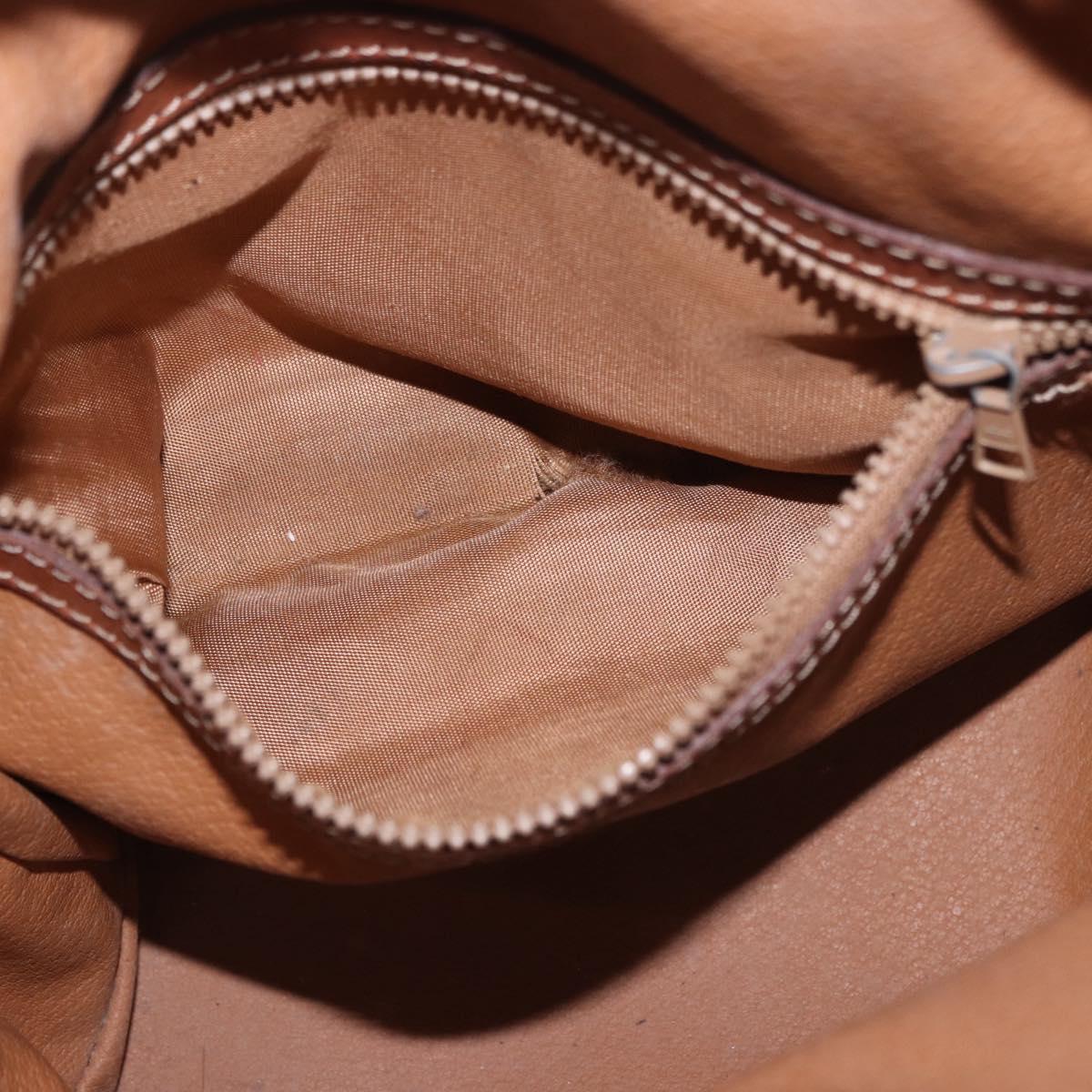 CELINE Macadam Canvas Purse Shoulder Bag PVC Leather Brown Gold Auth 183403