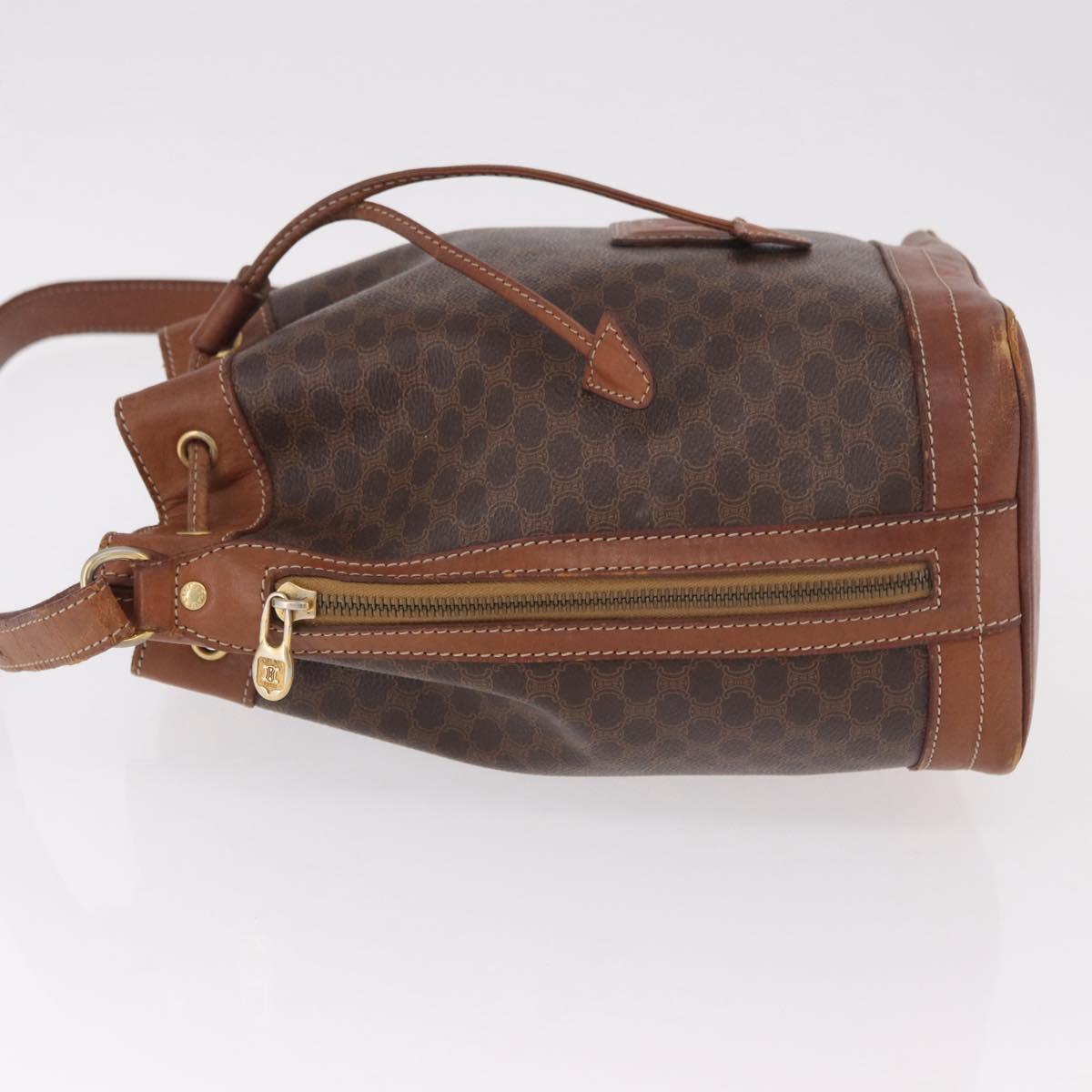CELINE Macadam Canvas Purse Shoulder Bag PVC Leather Brown Gold Auth 183403