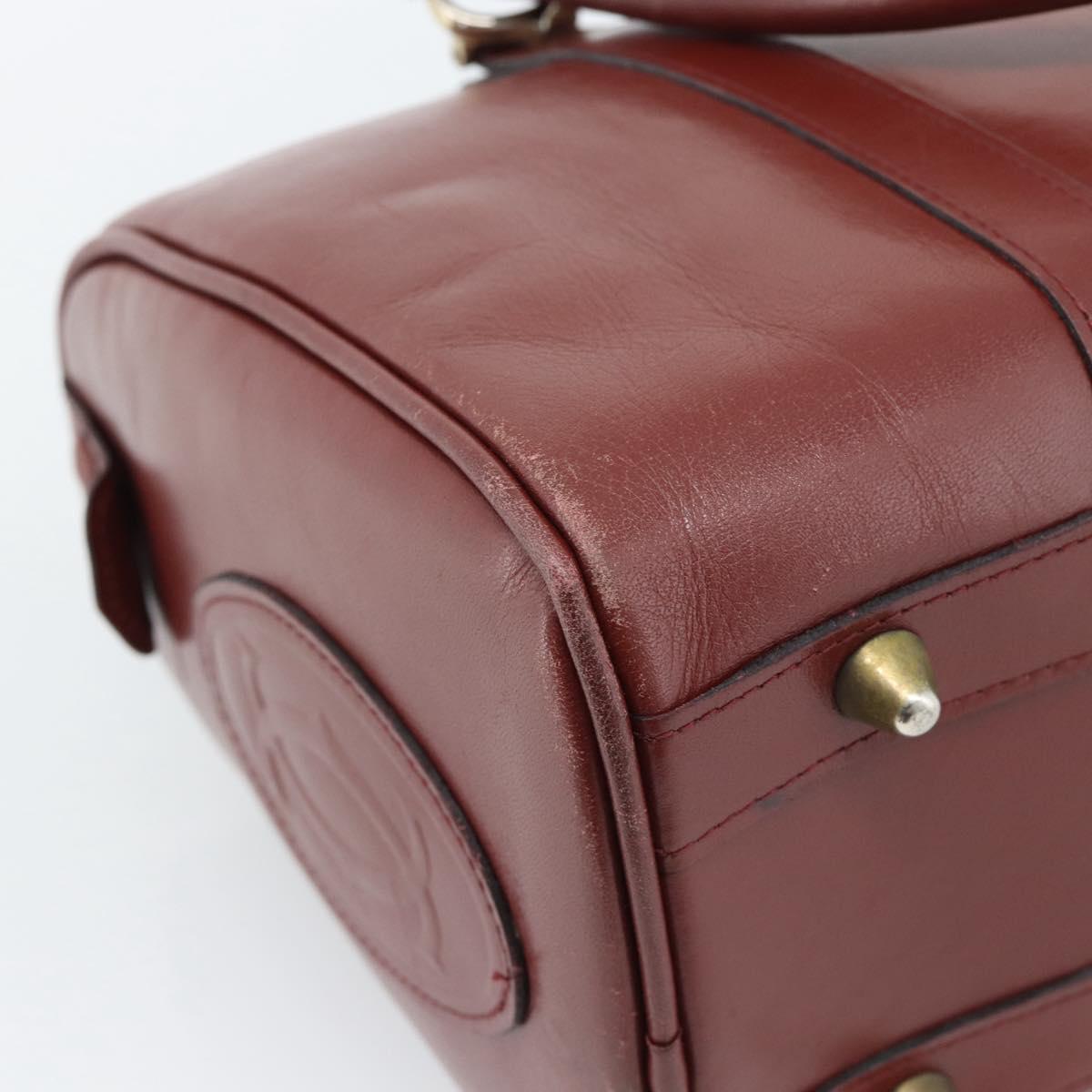 CARTIER Must Line Hand Bag Leather Bordeaux Gold Auth 183405A