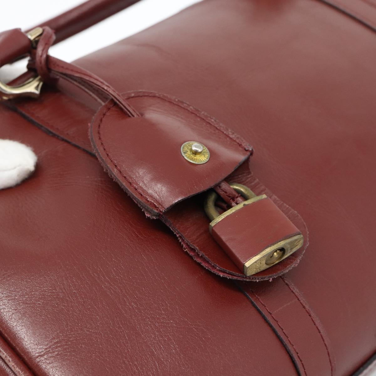 CARTIER Must Line Hand Bag Leather Bordeaux Gold Auth 183405A