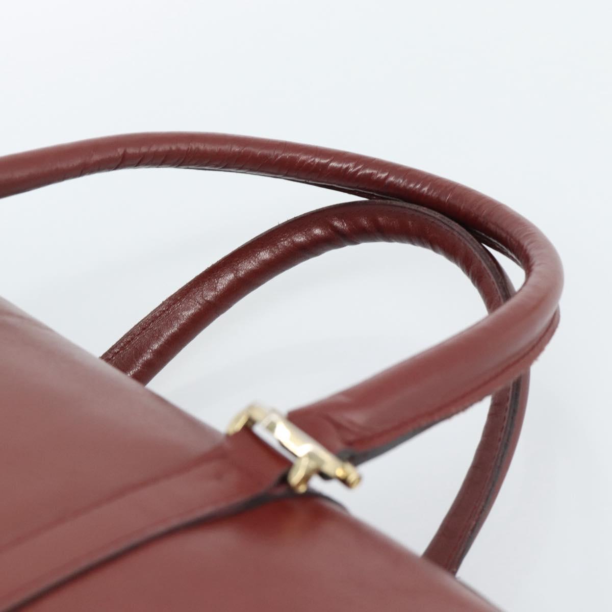 CARTIER Must Line Hand Bag Leather Bordeaux Gold Auth 183405A