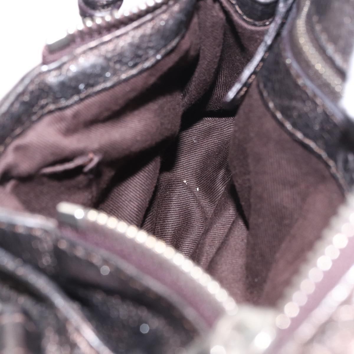 Chloe Paddington Mini Hand Bag Leather Silver Metallic gray Auth 183406A