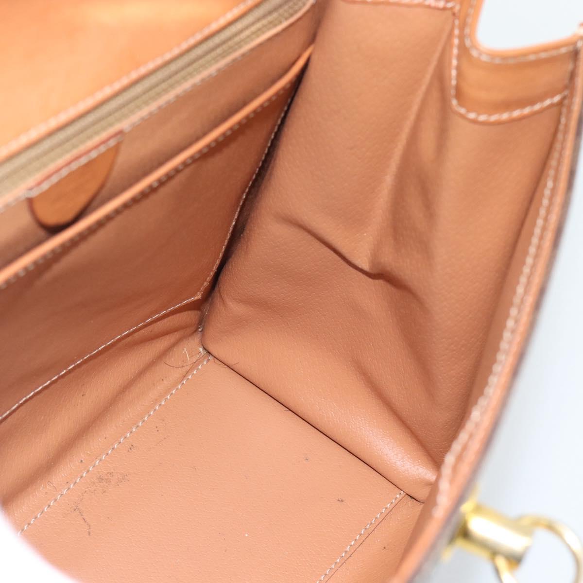 CELINE Macadam Canvas Hand Bag PVC Leather Brown Gold Auth 183407