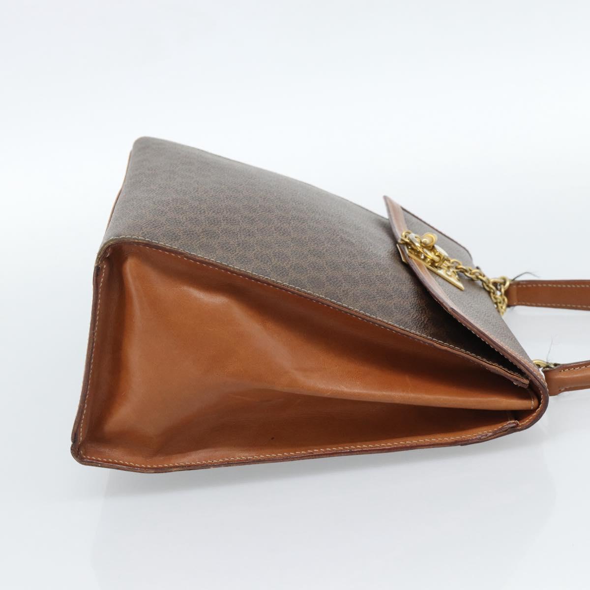 CELINE Macadam Canvas Hand Bag PVC Leather Brown Gold Auth 183407
