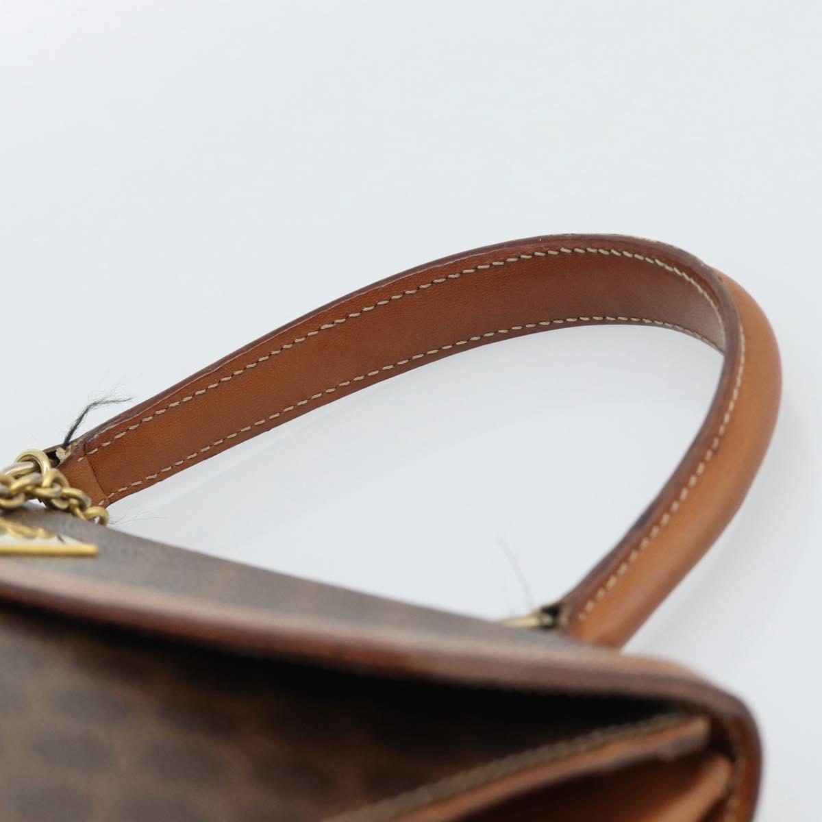 CELINE Macadam Canvas Hand Bag PVC Leather Brown Gold Auth 183407