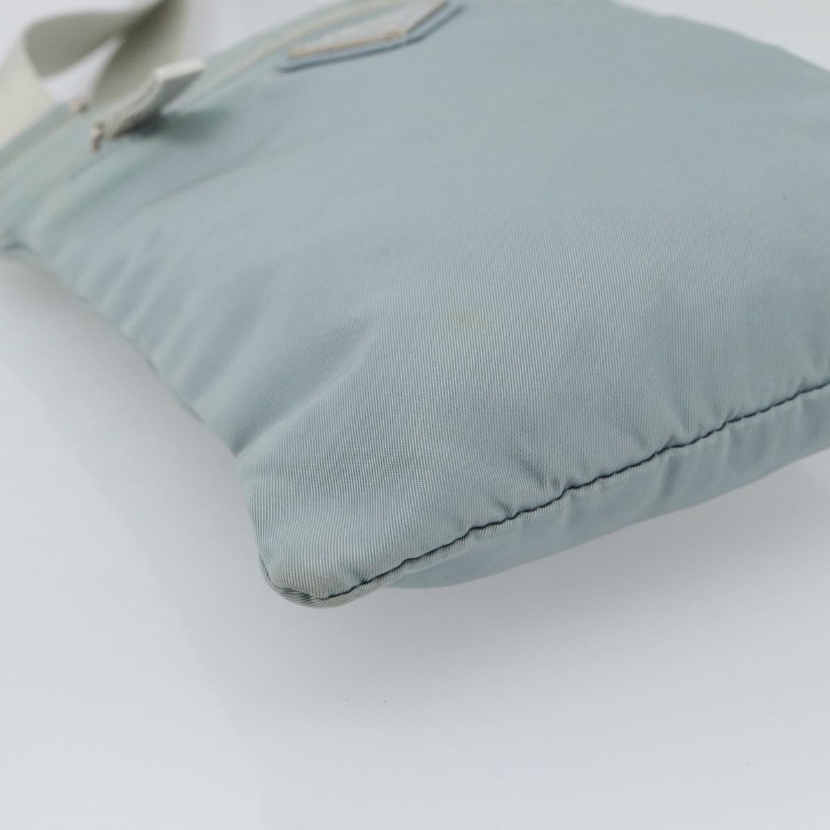 PRADA Shoulder Bag Nylon Light Blue Silver Auth 183410