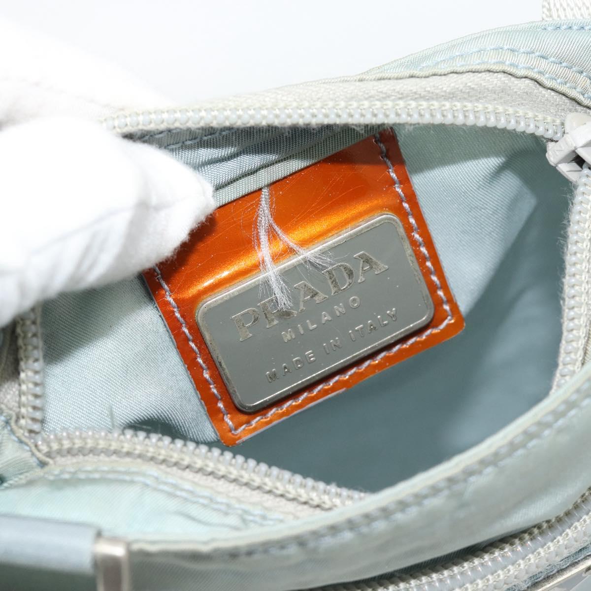 PRADA Shoulder Bag Nylon Light Blue Silver Auth 183410