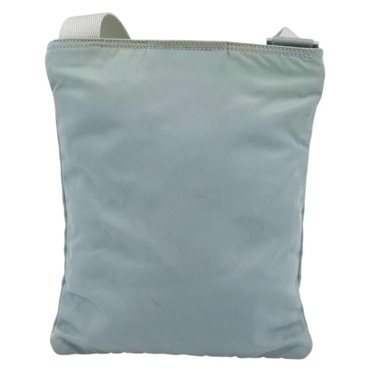 PRADA Shoulder Bag Nylon Light Blue Silver Auth 183410