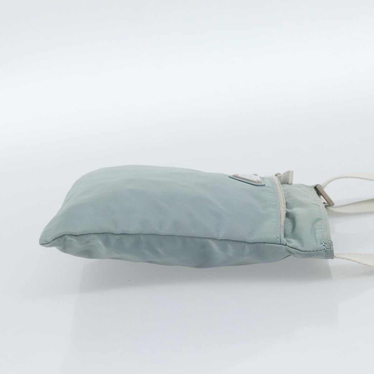 PRADA Shoulder Bag Nylon Light Blue Silver Auth 183410