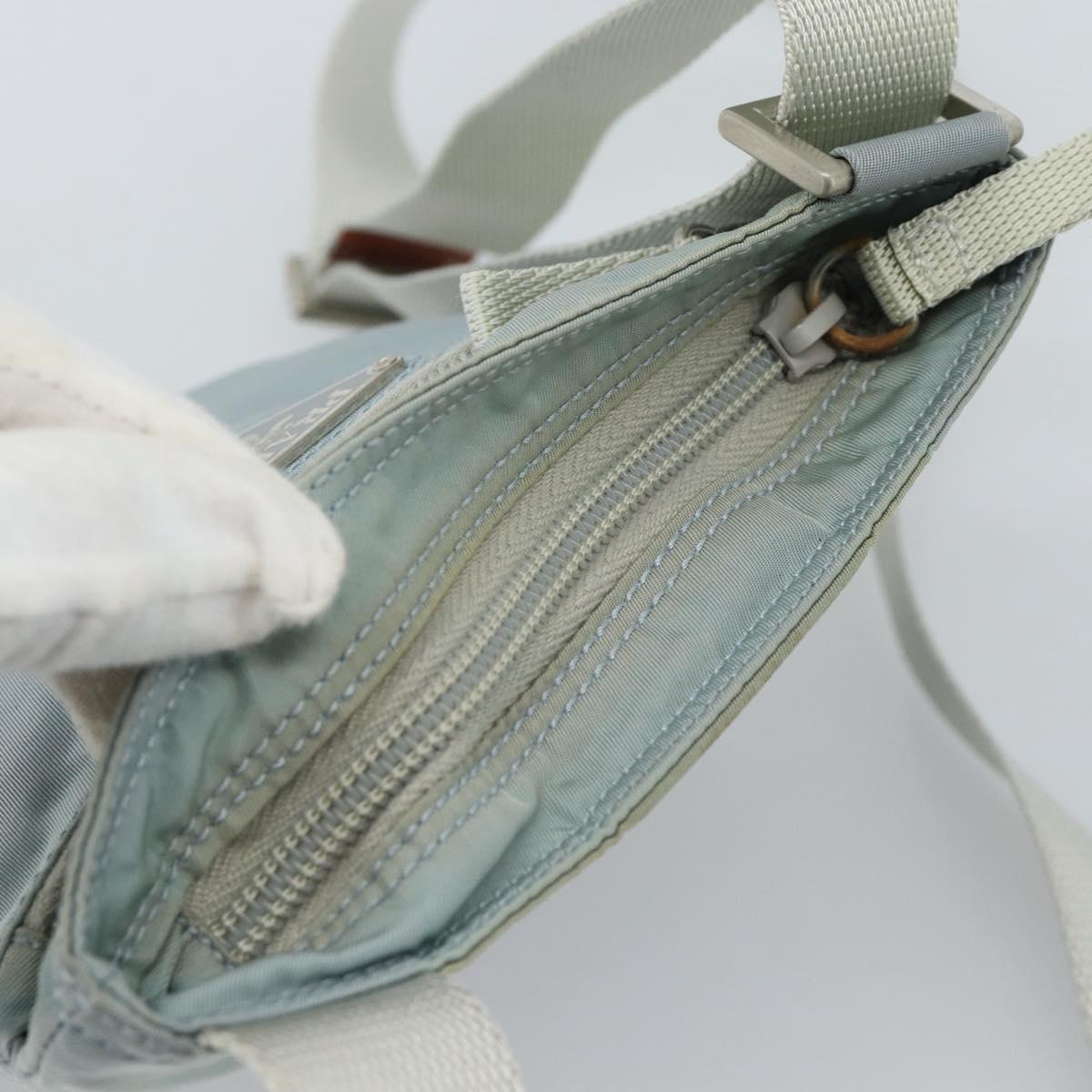 PRADA Shoulder Bag Nylon Light Blue Silver Auth 183410