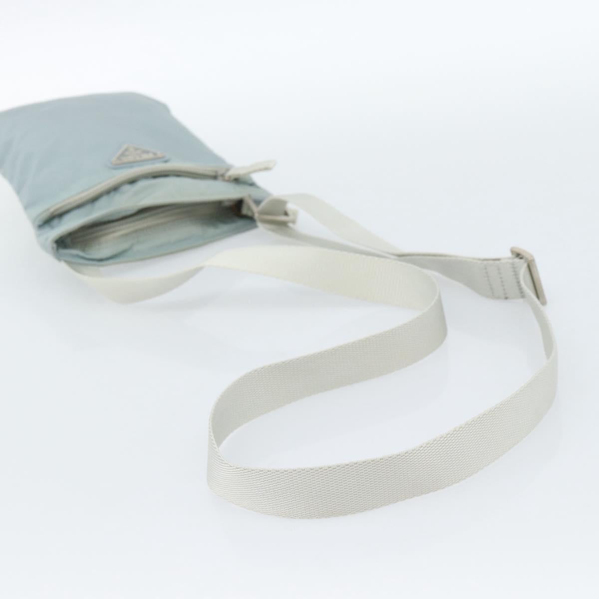 PRADA Shoulder Bag Nylon Light Blue Silver Auth 183410