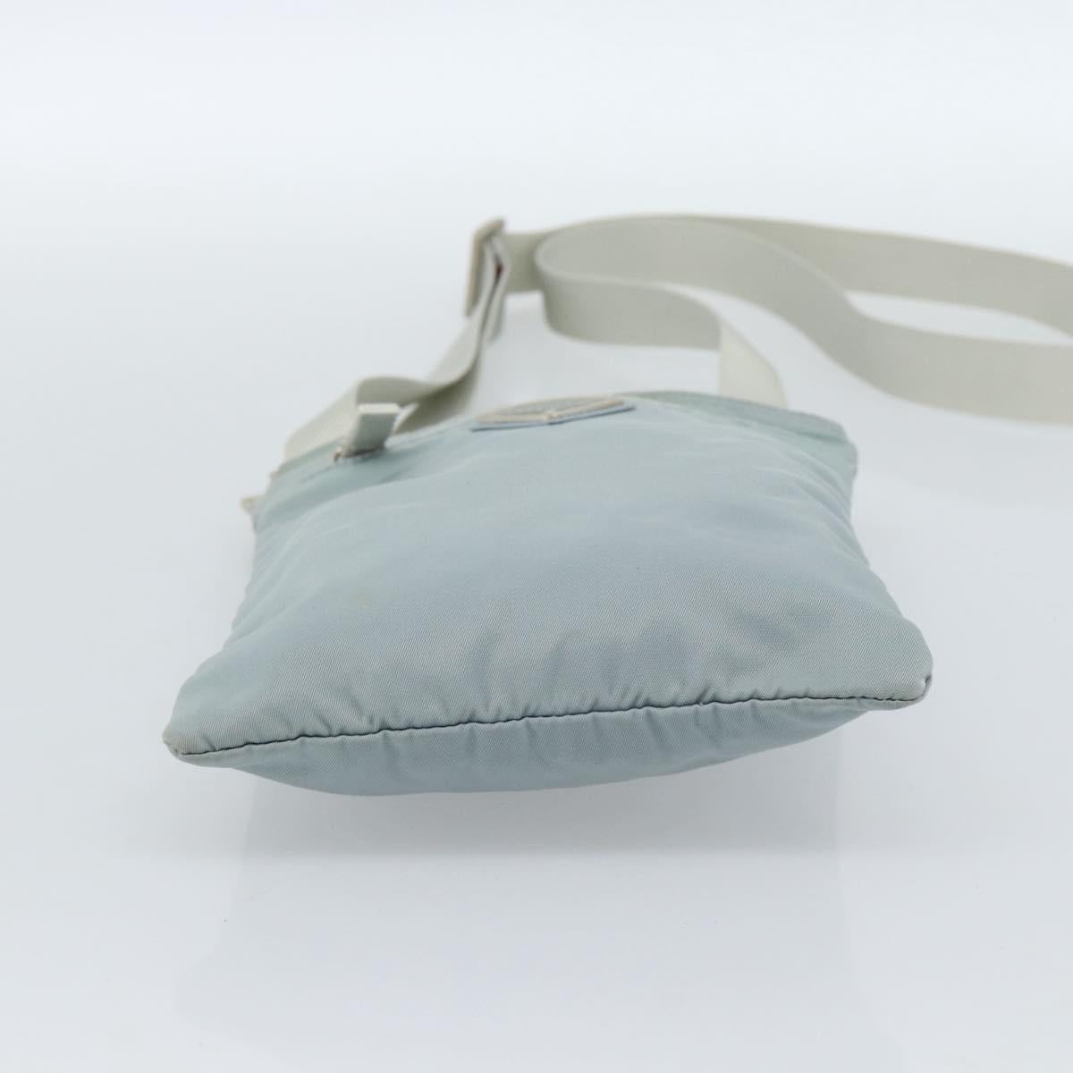 PRADA Shoulder Bag Nylon Light Blue Silver Auth 183410