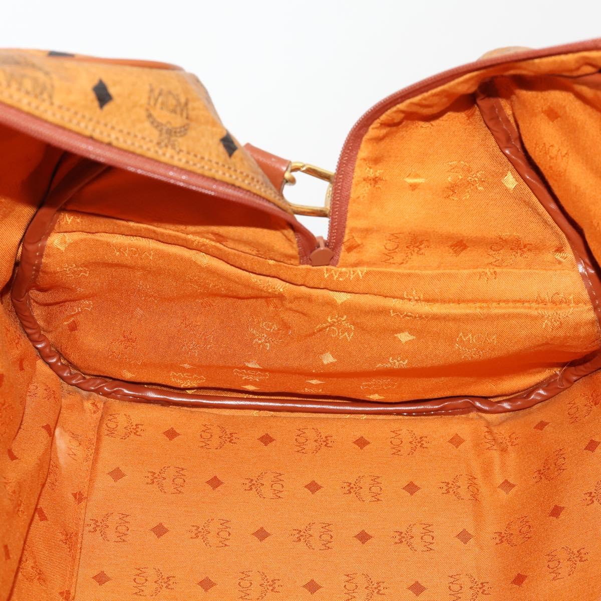 MCM Vicetos Logogram Mini Boston Bag PVC Leather 2way Brown Gold Auth 183418A