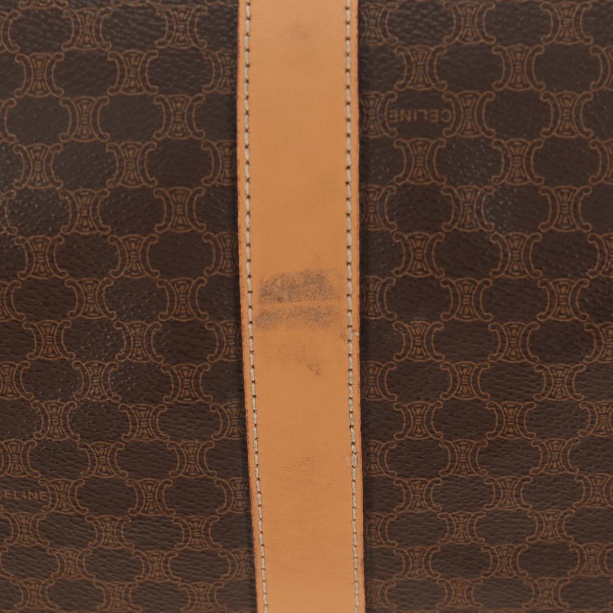 CELINE Macadam Canvas Boston Bag PVC Leather Brown Gold Auth 183419V