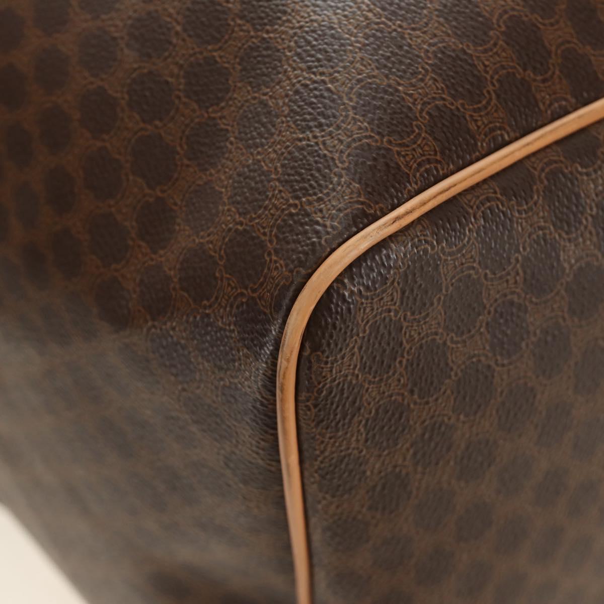CELINE Macadam Canvas Boston Bag PVC Leather Brown Gold Auth 183419V