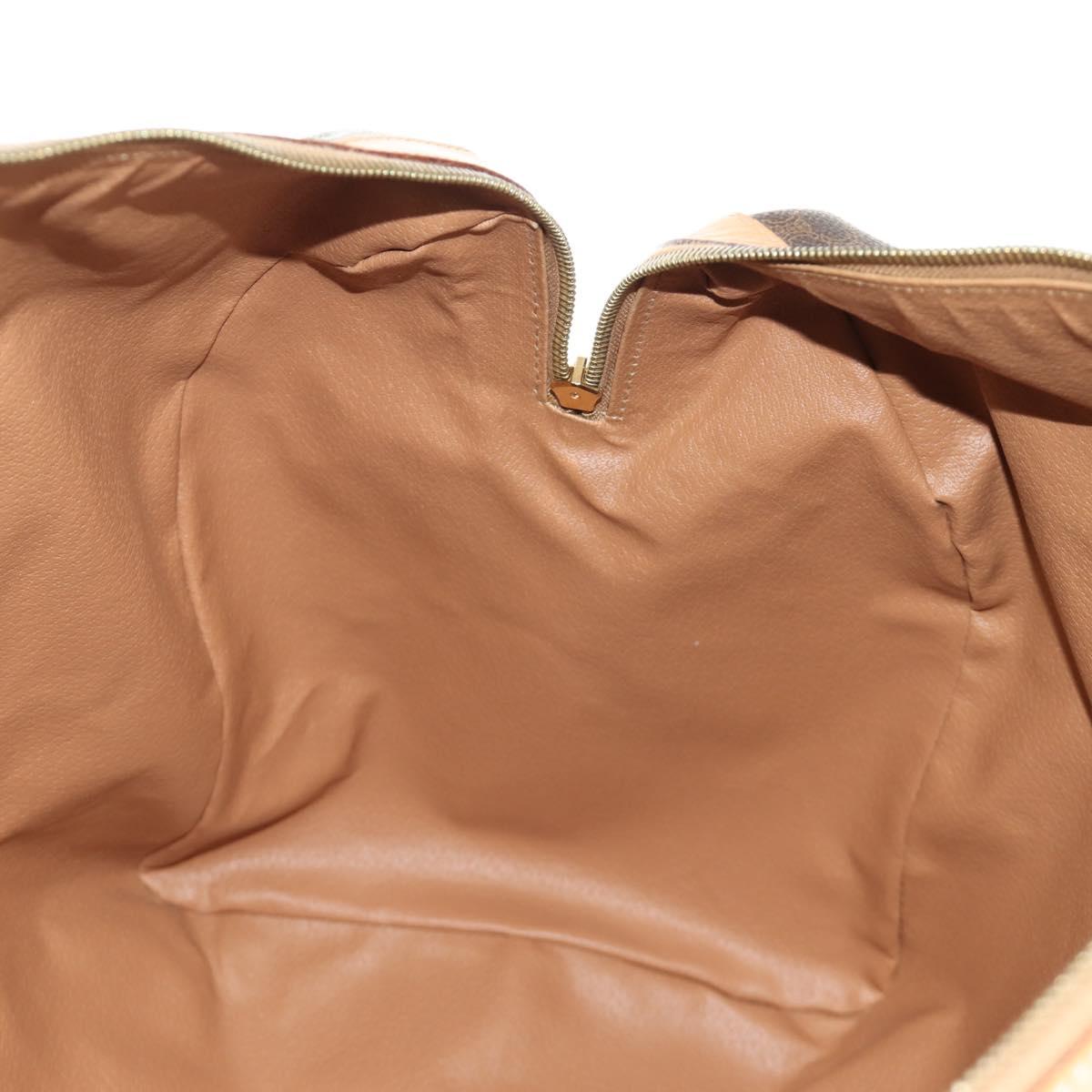 CELINE Macadam Canvas Boston Bag PVC Leather Brown Gold Auth 183419V