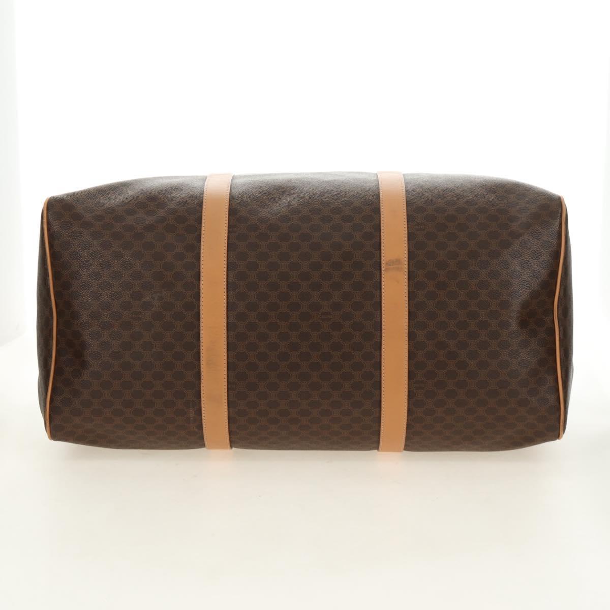 CELINE Macadam Canvas Boston Bag PVC Leather Brown Gold Auth 183419V