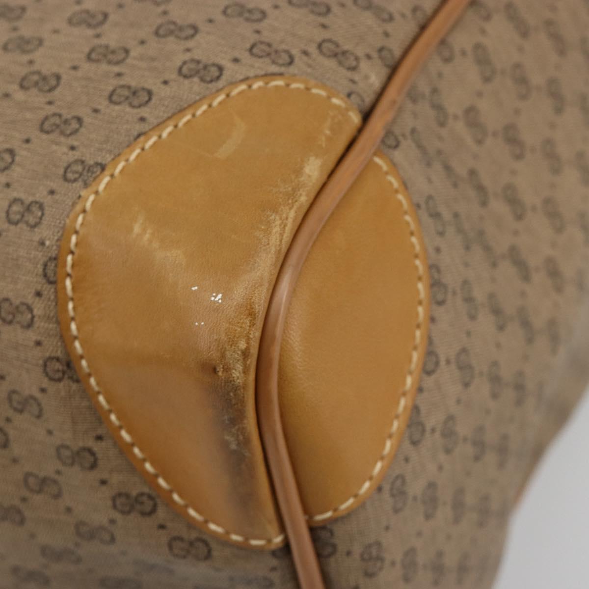GUCCI Micro GG Supreme Boston Bag PVC Beige Gold Auth 183425