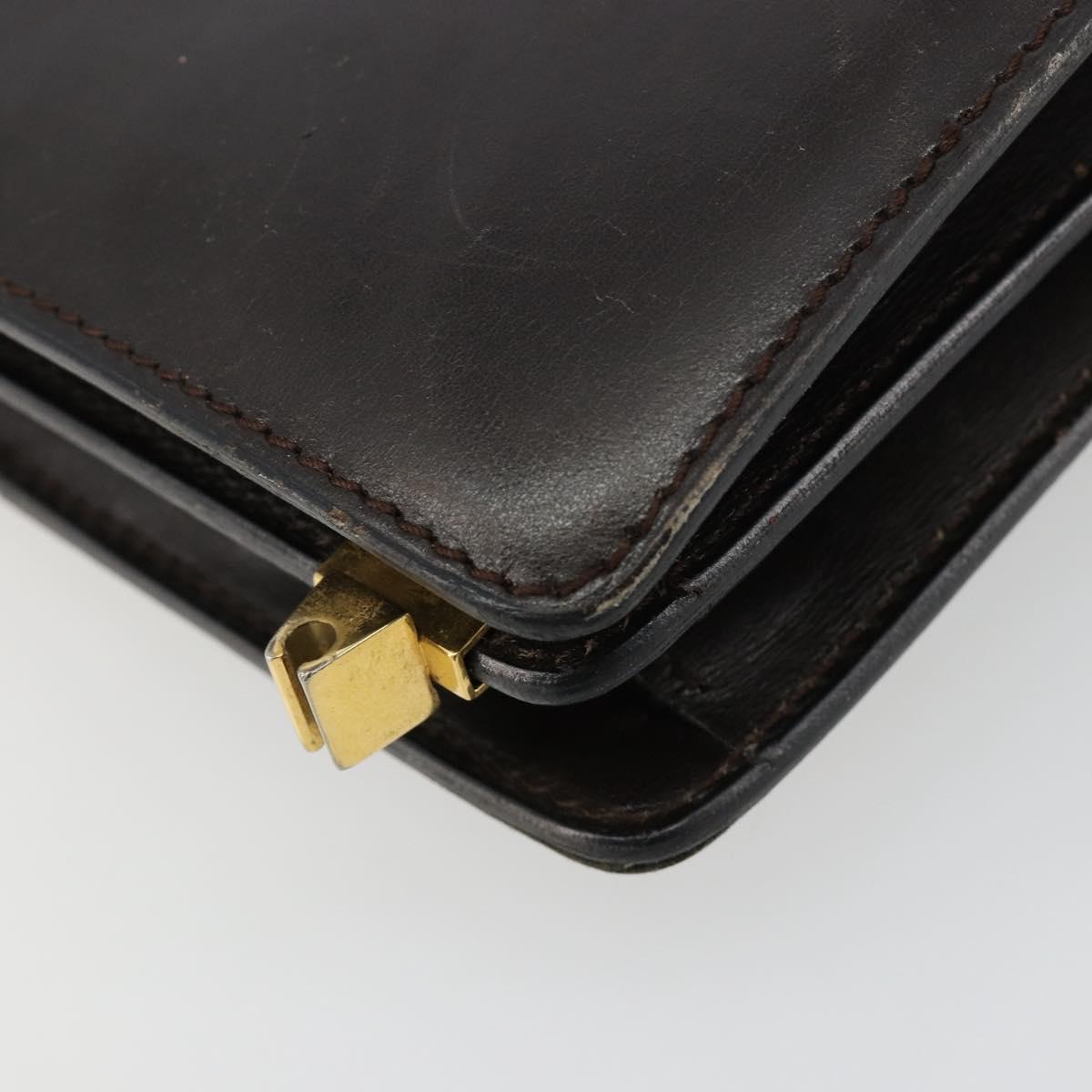 CELINE Shoulder Bag Leather Gold Brown Auth 183437
