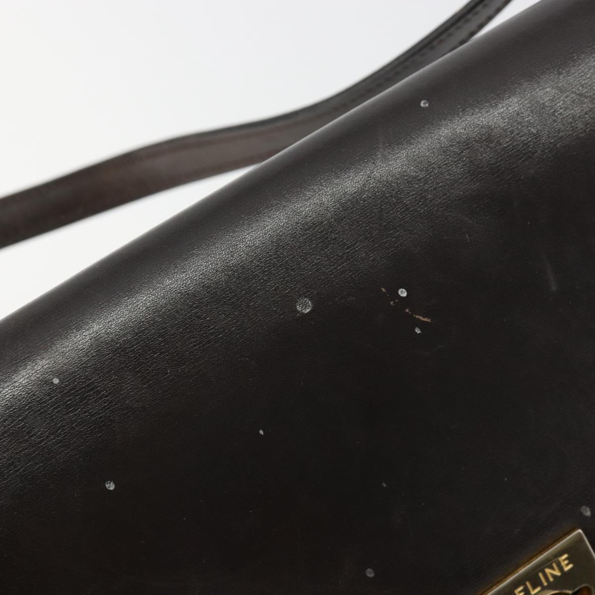CELINE Shoulder Bag Leather Gold Brown Auth 183437