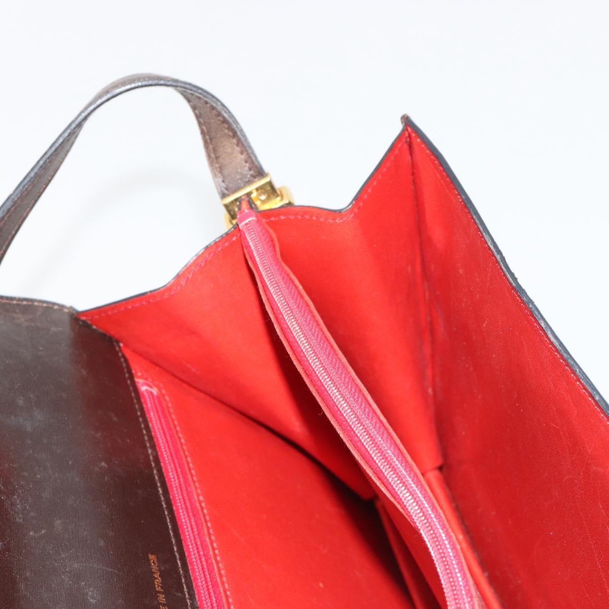 CELINE Shoulder Bag Leather Gold Brown Auth 183437