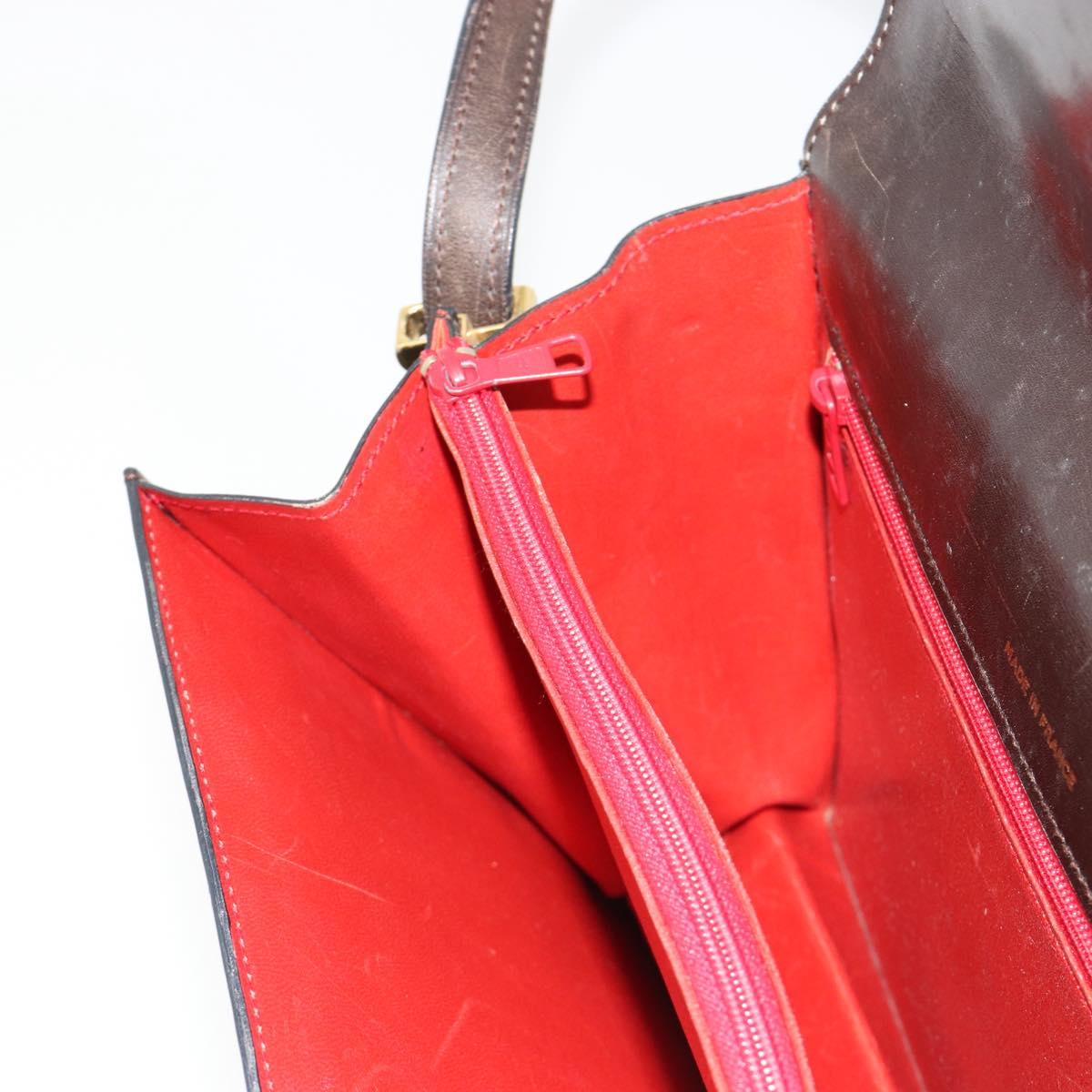 CELINE Shoulder Bag Leather Gold Brown Auth 183437