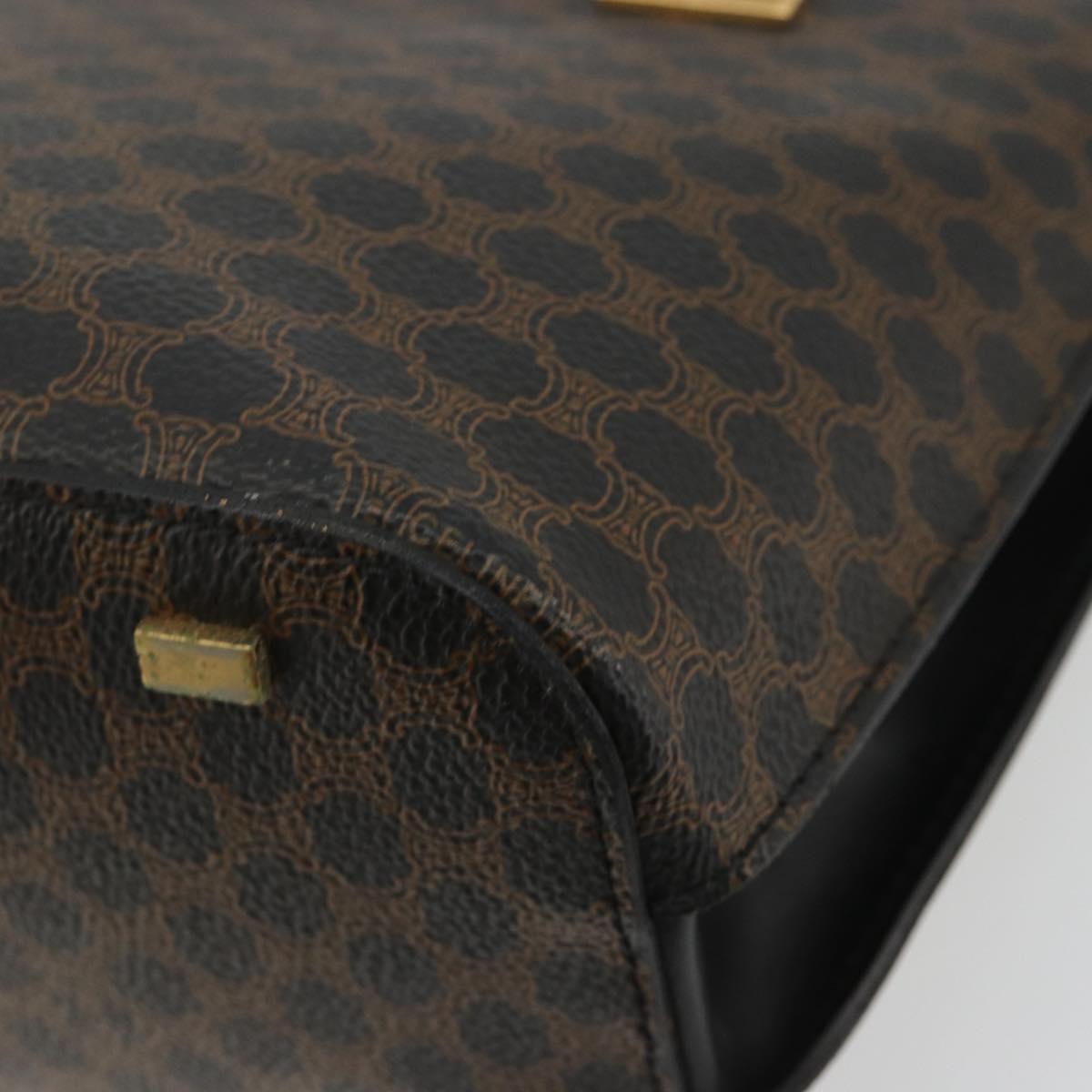 CELINE Macadam Canvas Hand Bag PVC Leather Black Gold Auth 183438