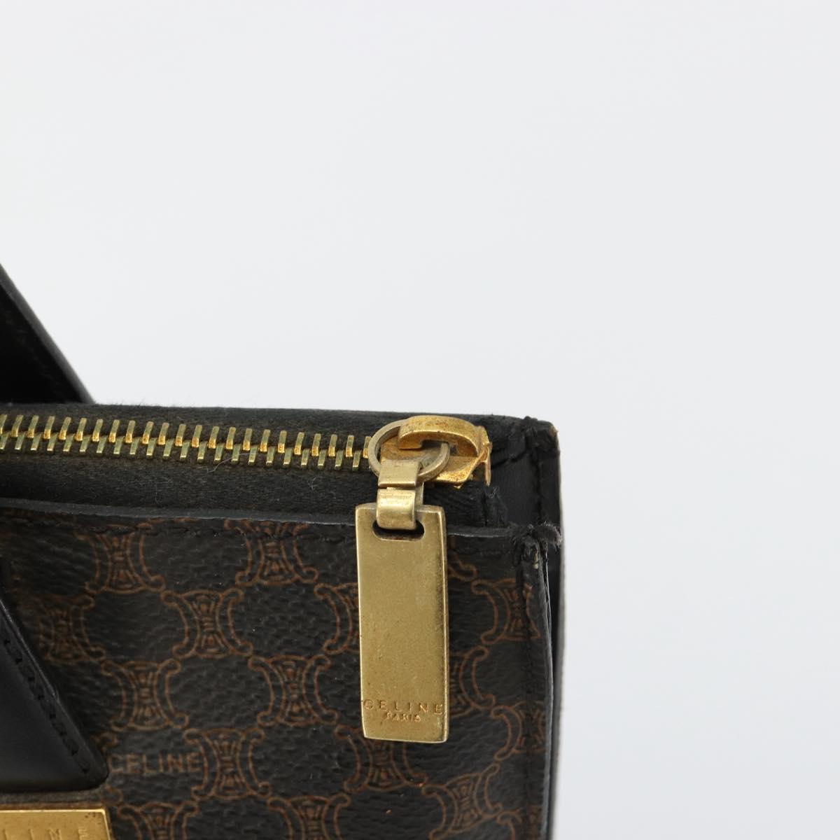 CELINE Macadam Canvas Hand Bag PVC Leather Black Gold Auth 183438