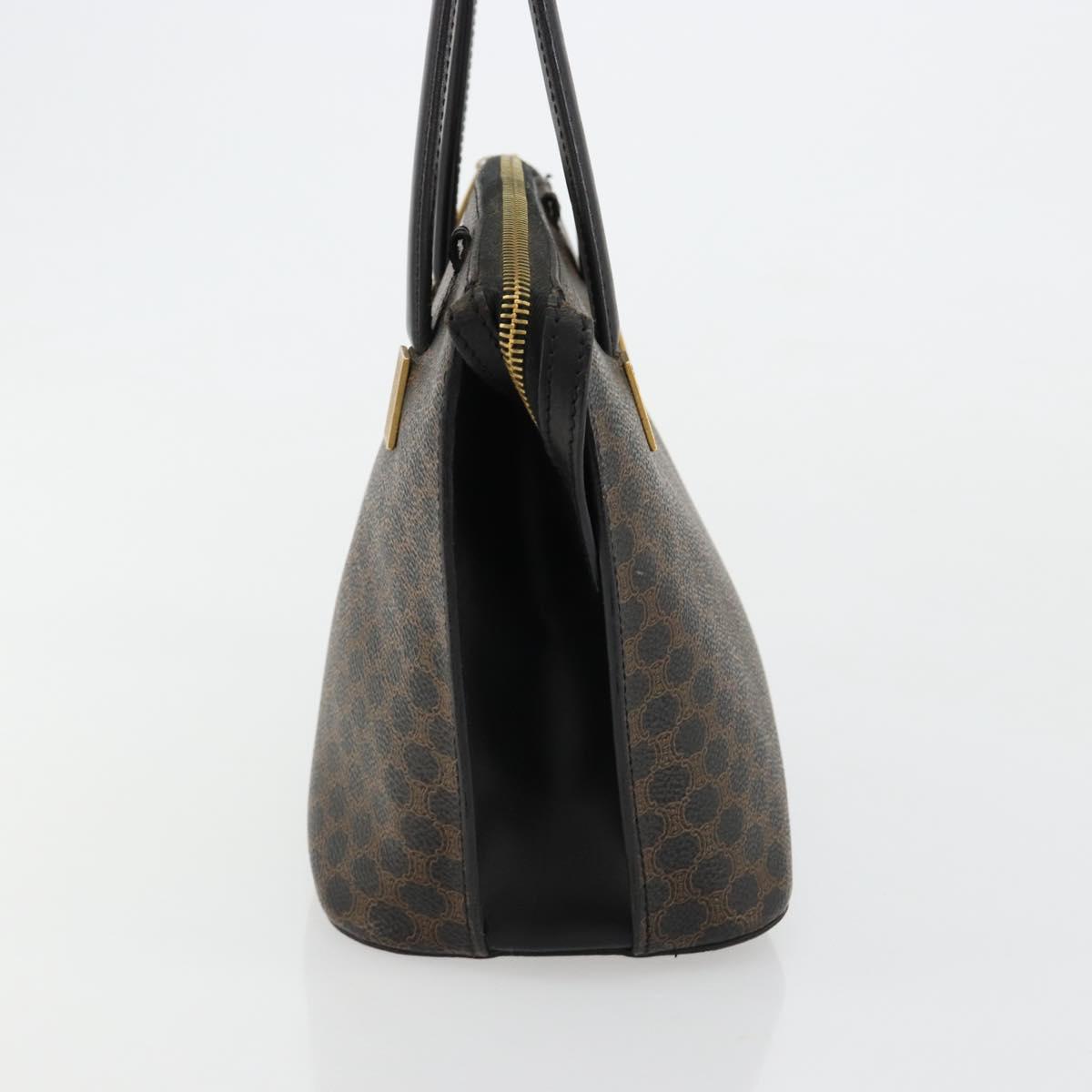 CELINE Macadam Canvas Hand Bag PVC Leather Black Gold Auth 183438