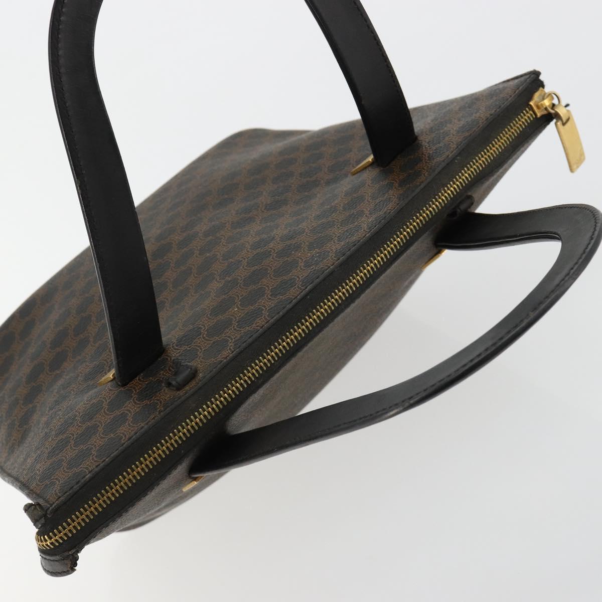 CELINE Macadam Canvas Hand Bag PVC Leather Black Gold Auth 183438