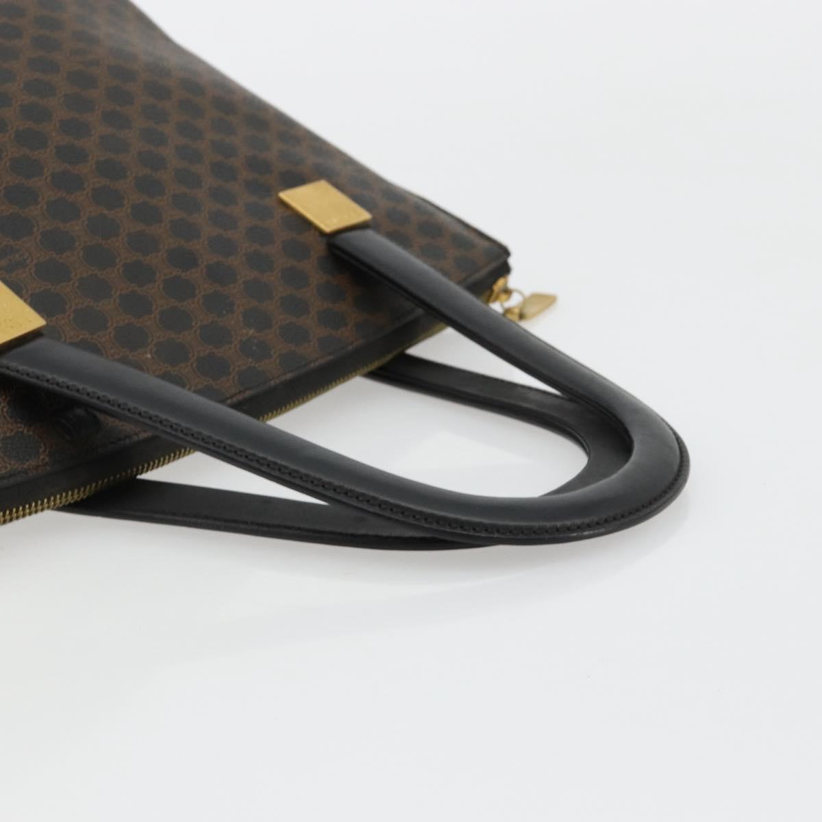 CELINE Macadam Canvas Hand Bag PVC Leather Black Gold Auth 183438
