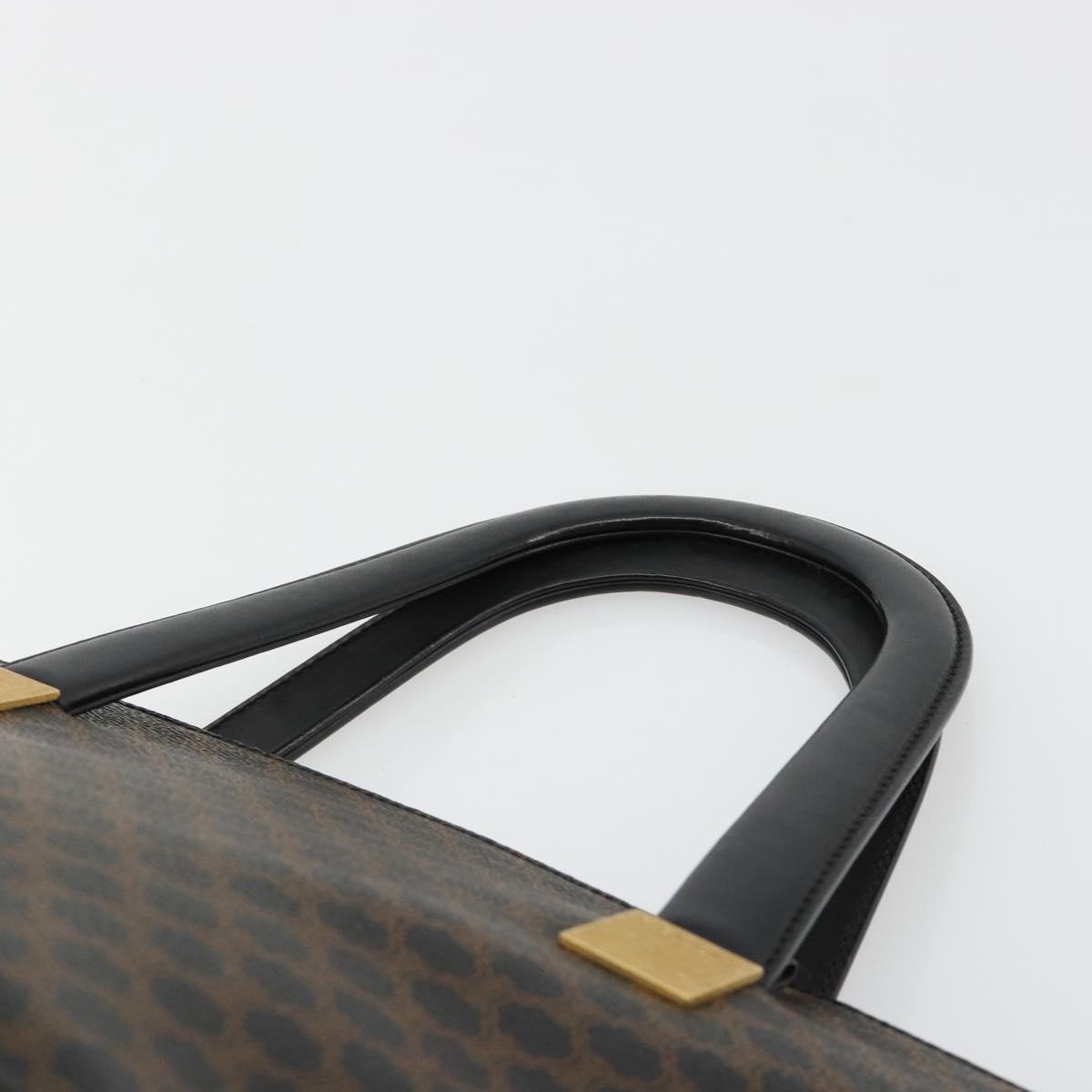 CELINE Macadam Canvas Hand Bag PVC Leather Black Gold Auth 183438