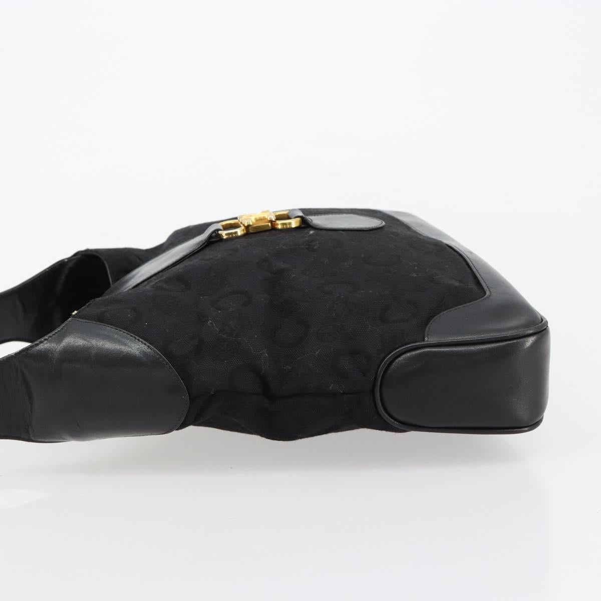 CELINE C Sulky Shoulder Bag Canvas Black Gold Auth 183439