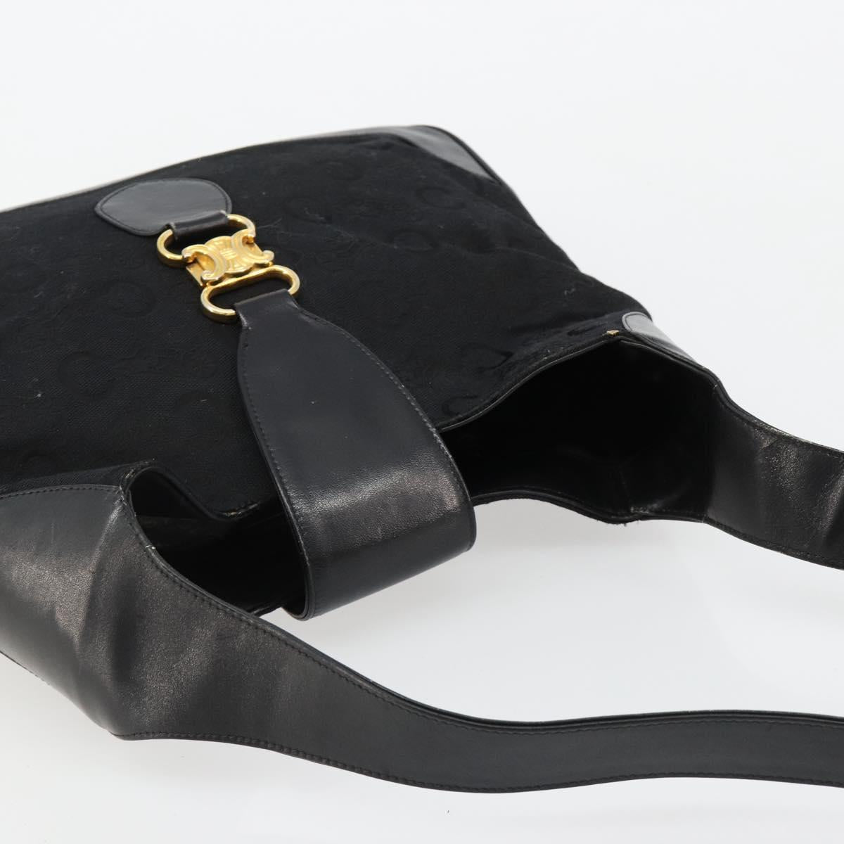 CELINE C Sulky Shoulder Bag Canvas Black Gold Auth 183439