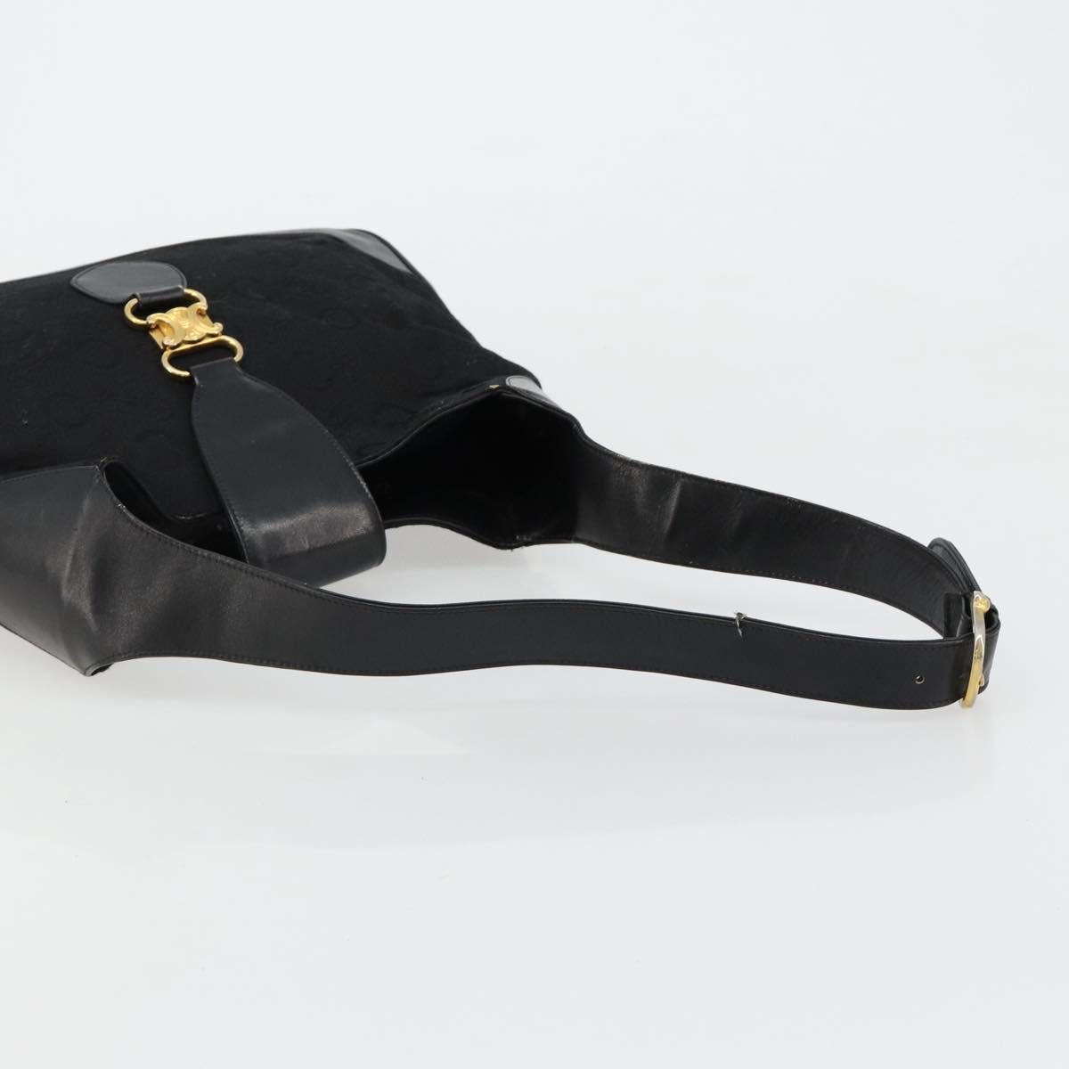 CELINE C Sulky Shoulder Bag Canvas Black Gold Auth 183439