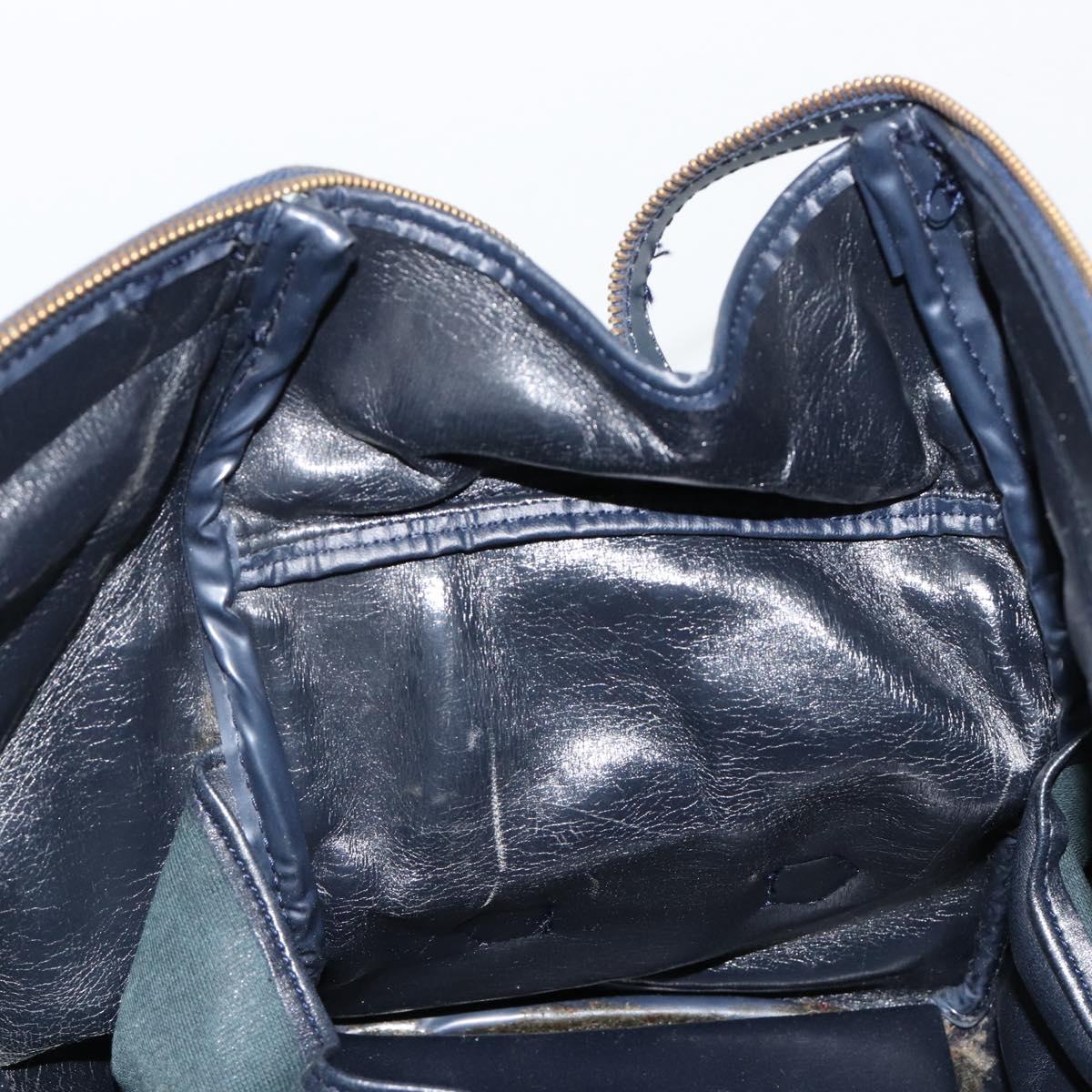 Christian Dior Trotter Canvas Boston Bag Navy Gold Auth 183441A