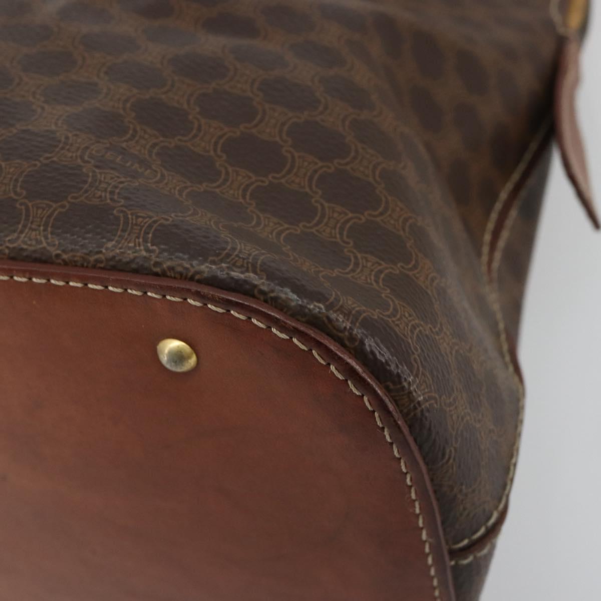 CELINE Macadam Canvas Hand Bag PVC Leather 2way Brown Gold Auth 183442