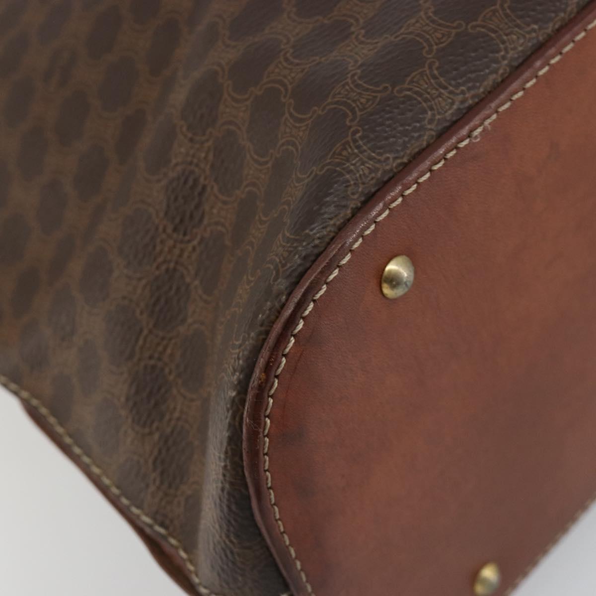 CELINE Macadam Canvas Hand Bag PVC Leather 2way Brown Gold Auth 183442