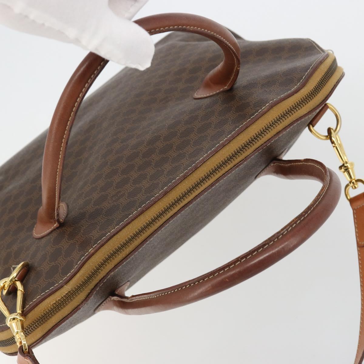 CELINE Macadam Canvas Hand Bag PVC Leather 2way Brown Gold Auth 183442