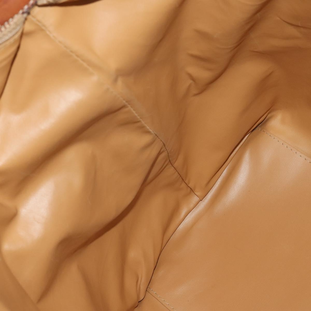 CELINE Macadam Canvas Boston Bag PVC Leather Brown Gold Auth 183443