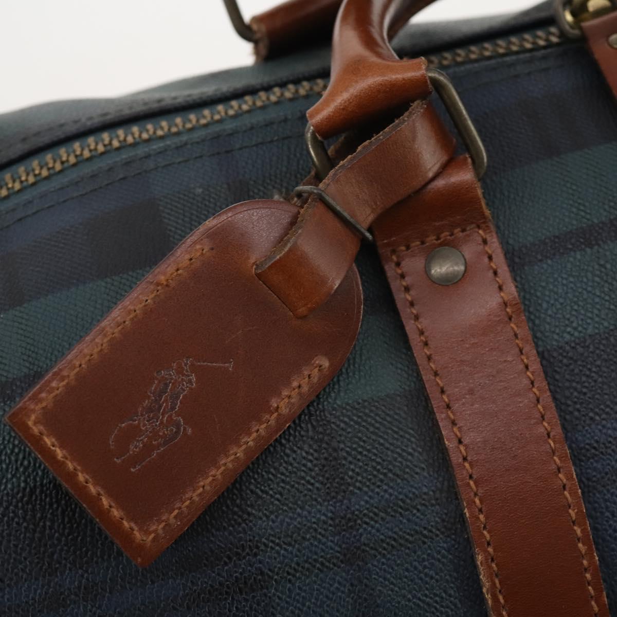 Polo Ralph Lauren Boston Bag Leather PVC 2way Green Auth 183444A