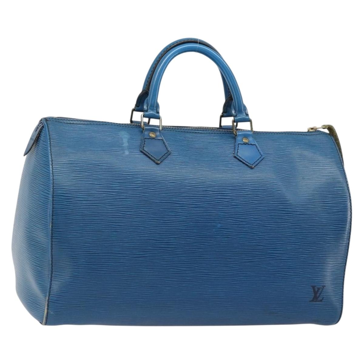 LOUIS VUITTON Epi Speedy 35 Hand Bag Toledo Blue M42995 LV Auth 183445