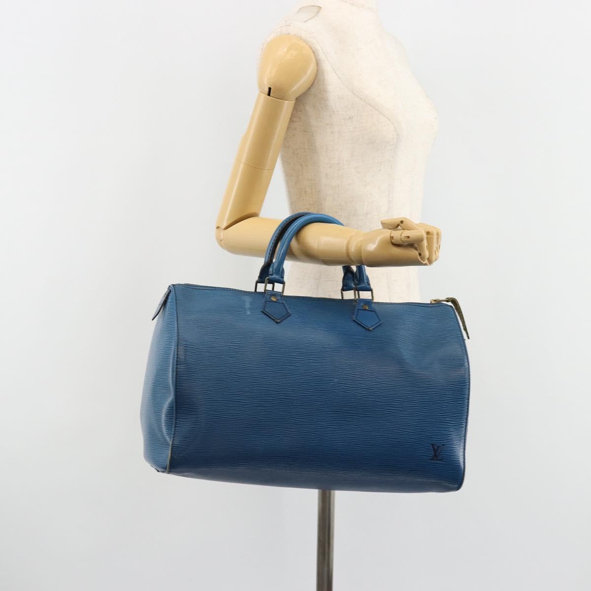 LOUIS VUITTON Epi Speedy 35 Hand Bag Toledo Blue M42995 LV Auth 183445