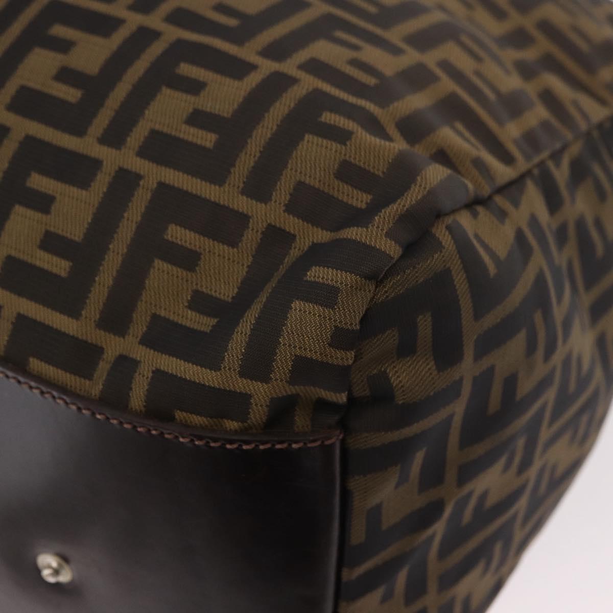FENDI Zucca Canvas Boston Bag Black Brown Auth 183446