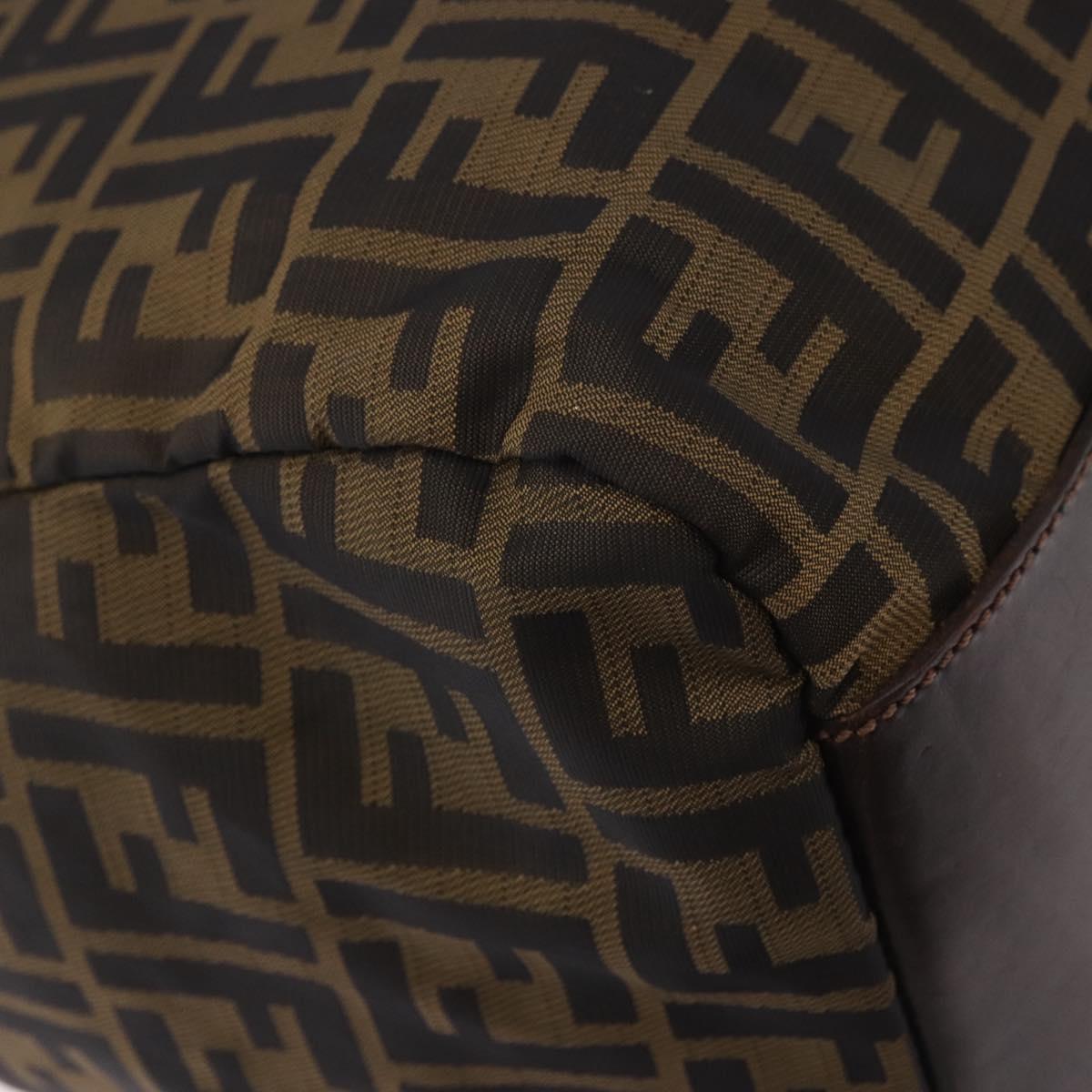 FENDI Zucca Canvas Boston Bag Black Brown Auth 183446