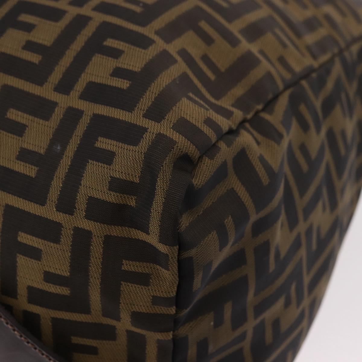 FENDI Zucca Canvas Boston Bag Black Brown Auth 183446