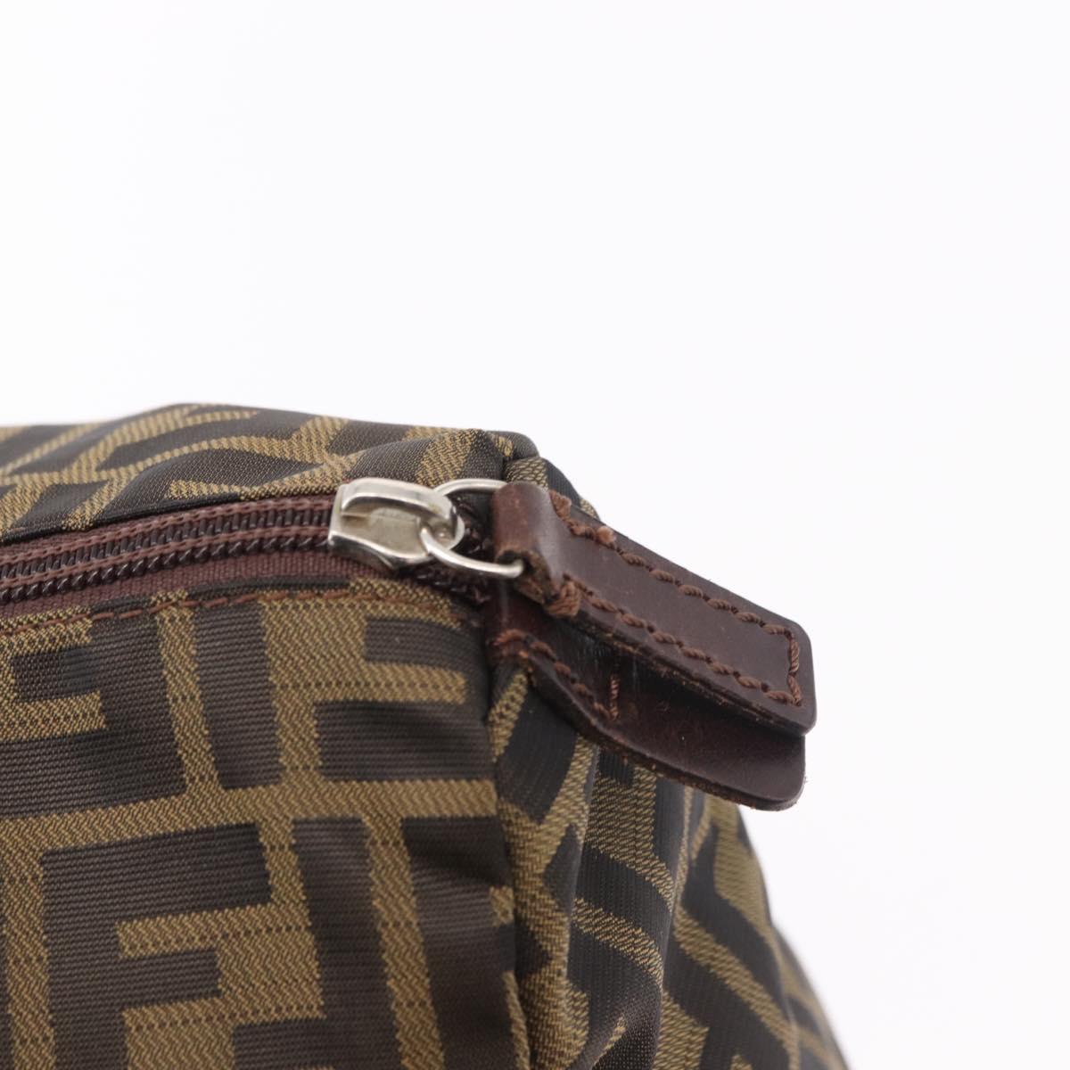 FENDI Zucca Canvas Boston Bag Black Brown Auth 183446