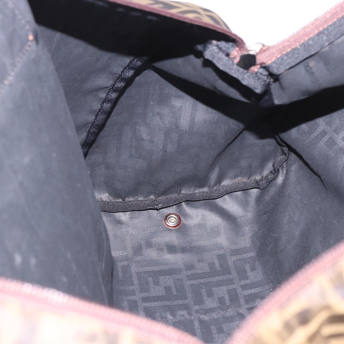 FENDI Zucca Canvas Boston Bag Black Brown Auth 183446