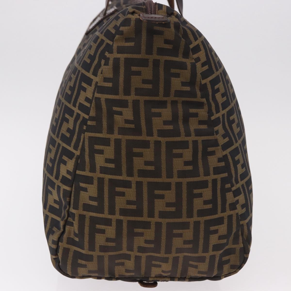 FENDI Zucca Canvas Boston Bag Black Brown Auth 183446