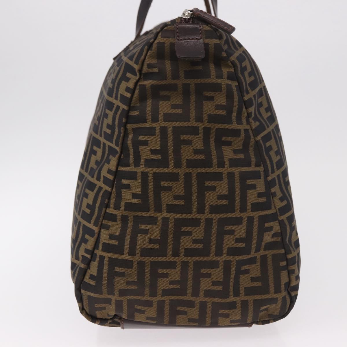 FENDI Zucca Canvas Boston Bag Black Brown Auth 183446